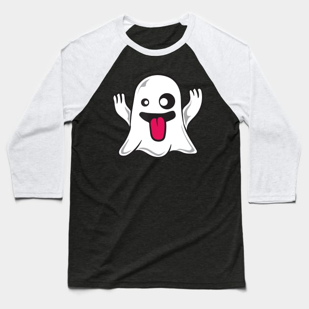Funny ghoul face halloween ghost emojis easy quick Baseball T-Shirt by Tianna Bahringer